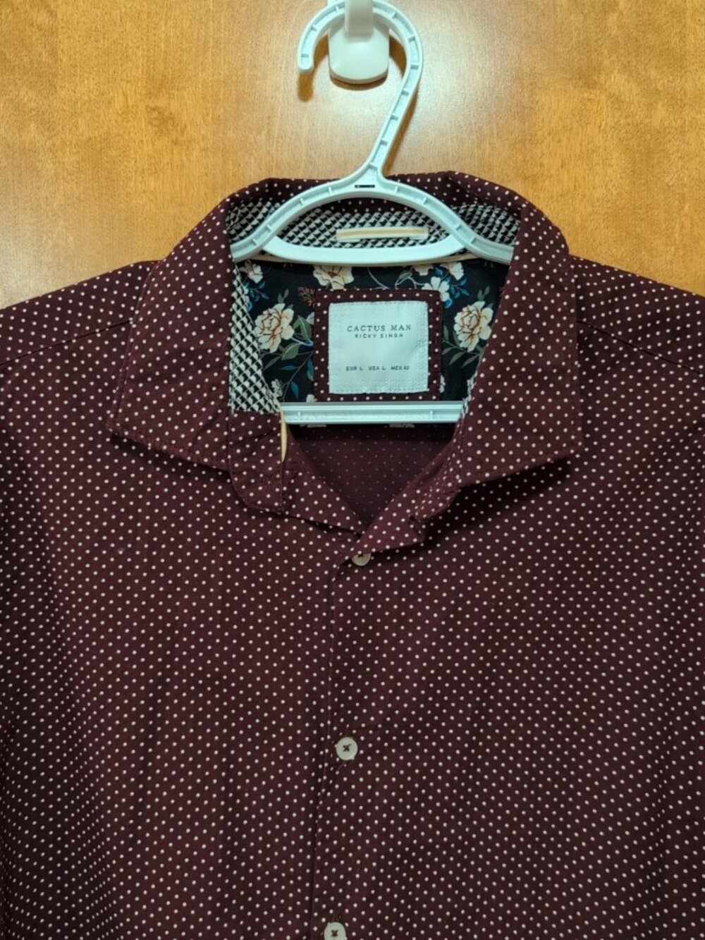 Cactus Man Ricky Singh Shirt Mens L Red White Long Sleeve Button Up Polka Dot - Picture 3 of 9
